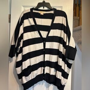 Michael Kors striped cardigan sweater. Navy and white. 
Button-Front Women l/xl